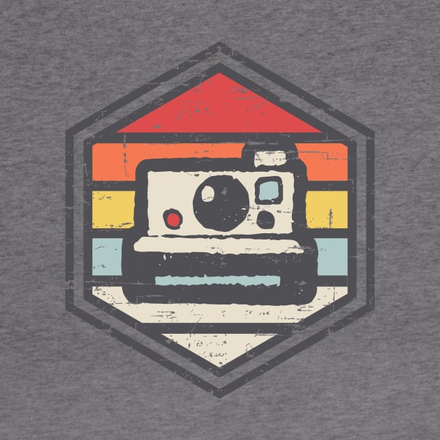 Retro Badge Polaroid Camera Light T-Shirt by rojakdesigns